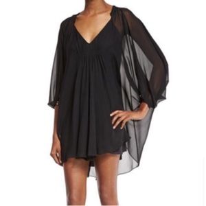 Diane von Furstenberg DVF Black Fleurette Silk Chiffon Front Smock Dress 2